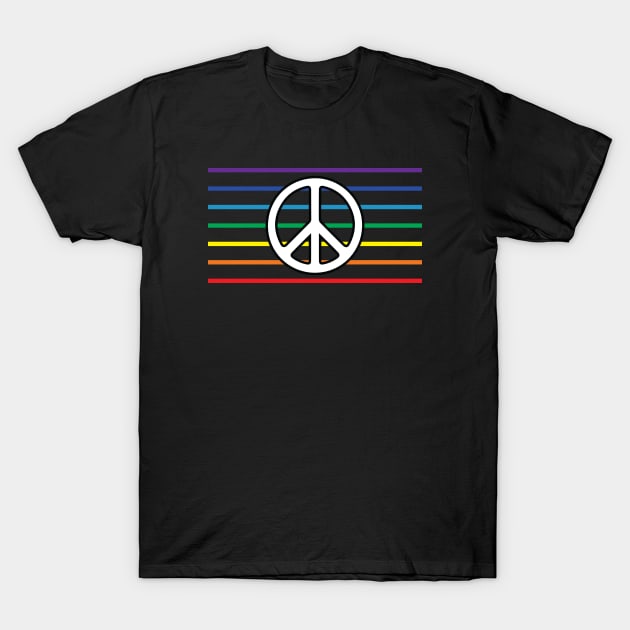 Rainbow Peace Sign Flag Symbol T-Shirt by LucentJourneys